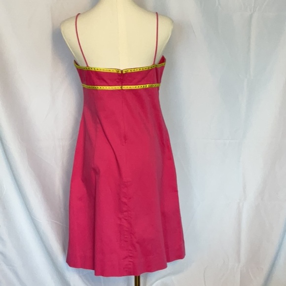 Becky & Max pink dress w/chartreuse ribbon size 8 - Picture 3 of 4